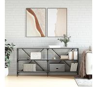 Frdhee Tavolino in legno, consolle grigio, 160 x 30 x 75 cm, in legno e ferro comodino, piccolo, per soggiorno, ingresso, corridoio