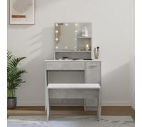 Frdhee Tavolo cosmetico con cassetti, tavolo da toeletta Vanity Table, set da toeletta con LED grigio cemento, materiale in legno, per camera da letto, facile da montare, molteplici possibilità di