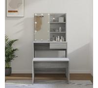 Frdhee Tavolo da toeletta Vanity Table da toeletta con materiale in legno grigio LED, per la camera da letto, può essere installato rapidamente, facile da mantenere