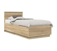 Frdhee Telaio letto in legno, telaio con testiera in rovere 100 x 200 cm, materiale in legno, non è necessario un letto a molle