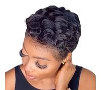 Frdun Parrucche corte ricce, 2021 nuovo brasiliano capelli lisci 360 pizzo Bob parrucca da donna fibra resistente al calore per donne signore