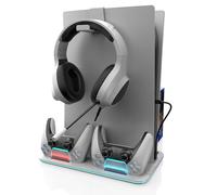 Freaks and Geeks -PS5/PS5 Slim RGB stazione di raffreddamento e ricarica - Bianco