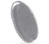 FREATECH Spazzola Scrub Corpo in Silicone con Manico Anello - Spazzola Bagno Doccia Esfoliante a 2 Lati per Pulizia Profonda e Massaggio, Facile da Tenere e Appendere, Più Igienico e Duraturo, Grigio