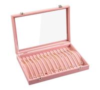 Frebeauty 15 Ganci Collana Vassoio Velluto Neckalce Organizzatore Coperchio Collana Holder Box Gioielli Organizzatore Pendenti Catene Collana Jeweley Vassoio Donne Ragazze (rosa)