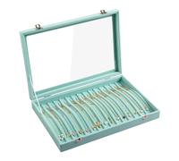 Frebeauty 15 Ganci Collana Vassoio Velluto Neckalce Organizzatore Coperchio Collana Holder Box Gioielli Organizzatore Pendenti Catene Collana Jeweley Vassoio Donne Ragazze (turchese)