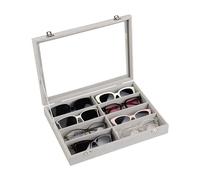 Frebeauty Organizer per occhiali da sole, organizer per occhiali in velluto, 8 scomparti con coperchio trasparente, scatola per occhiali da sole da uomo/donna, custodia per occhiali da