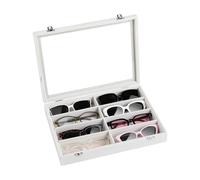 Frebeauty Organizer per occhiali da sole, organizer per occhiali in velluto, 8 scomparti, con coperchio trasparente, scatola per occhiali da sole da uomo/donna, custodia per occhiali da sole,