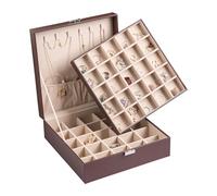 Frebeauty Portagioie classico, 50 scomparti, a doppio strato, con 6 ganci per collana e borsa da polso