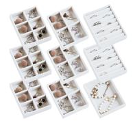 Frebeauty Set di piccoli vassoi per gioielli, impilabili, in velluto, organizer per cassetti, 12 x 9 x 2 cm, organizer per orecchini da donna (set 9, bianco)