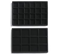 Frebeauty Stackable Velluto Gioielli Organizzatore Vassoi per Cassetti Inserti Gioielli Storage Vassoio Display Caso, Orecchini Stud Bracciali Collana Anelli Accessori Vassoi per Donne(Set di 2,Nero)