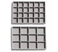 Frebeauty Stackable Velluto Gioielli Organizzatore Vassoi per Cassetti Inserti Gioielli Storage Vassoio Display Caso Orecchini Stud Bracciali Collana Anelli Accessori Vassoi per Donne(Set di 2,Grigio)