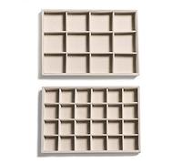 Frebeauty Stackable Velluto Gioielli Organizzatore Vassoi per Cassetti Inserti Gioielli Storage Vassoio Display Caso, Orecchini Stud Bracciali Collana Anelli Accessori Vassoi per Donne(Set di 2,Beige)