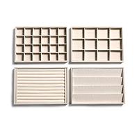 Frebeauty Vassoi per Gioielli Organizzatore Velluto Gioielli Storage Vassoio Display Caso, Orecchini Stud Bracciali Collana Anelli Accessori Vassoi per Donne (Set di 4, Beige)