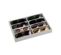 Frebeauty Vassoio organizer per occhiali da sole per gioielli con 8 scomparti, scatola per occhiali da sole da uomo/donna, supporto per occhiali da vista/espositore impilabile (grigio)