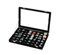 Frebeauty Vassoio per gioielli con 48 scomparti, organizer regolabile per orecchini con coperchio in vetro, organizer per gioielli in velluto per anelli, borchie, 35 x 24 x 5 cm, regalo per donne