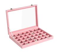 Frebeauty Vassoio portagioie in velluto, 35 scomparti con coperchio trasparente, organizer per orecchini con chiusura, inserto per cassetti per anelli, 35 x 24 x 5 cm, regalo per donne e ragazze