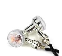 Frecce Indicatori per moto LED 12V Plastica Nera Frecce Indicatori | Lente per ambra 45mm, housing nero/argento, design retrò compatto, plastica , luce intensa(B)