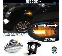 FRECCE LED Dinamiche SEQUENZIALI Laterali per FIAT 500 Bianche CANBUS Omologate