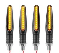 Frecce Moto Omologate LED Universali 12V - Adatto per Moto, Scooter, Quad, ATV, Set 4 Indicatori di Direzione Gialli con 12 Perle LED Sequenziali, Cavo 25cm, Carcassa ABS e Schermo PC Resistente, Impe