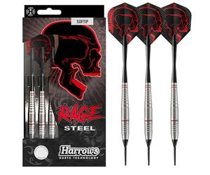 Freccette Harrows Rage stile tungsteno | Set di freccette con punta morbida con custodia per il trasporto | 18g e 20g | Include alberi Speedline e alette Rage da 100 micron (20g)
