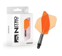 Freccette RED DRAGON - Sistema integrato di volo e astina Nitro Flite - Forma e design n. 2 - Colore arancione e nero, lunghezza media
