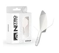 Freccette RED DRAGON - Sistema integrato di volo e astina Nitro Flite - Forma e design No.2 - Colore bianco e bianco, lunghezza corta