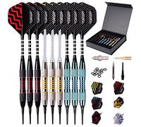 Freccette Soft Punte in Plastica per Freccette, Set di Freccette con Punta Morbida, 9 Pezzi da 18 Grammi con 50 Punte per Freccette Extra, 20 Anelli in Gomma, 27 Alette, 9 Aste per PC (Blu)