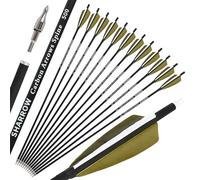 Freccia da tiro con l'arco in carbonio da 30" con spina dorsale 500, diametro esterno 7,8 mm e cocca con inserto. Perfetta per il tiro con l'arco ricurvo, la caccia e l'allenamento al bersaglio (12 pe