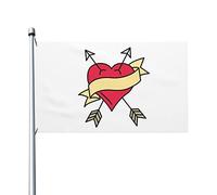 Freccia E Amore Icone Della Vecchia Scuola Divertente Garden Flag Resistente Alle Intemperie Bandiere Di Benvenuto Decorazione Per Esterni Fattoria Interni 90X150Cm