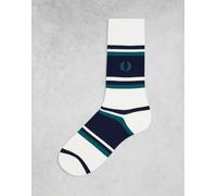 Fred Perry - Calzini a righe bianchi con logo stile tennis-Bianco 6-8