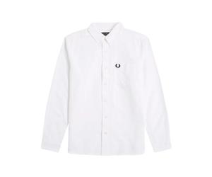 Fred Perry - Camicia a Maniche Lunghe in Cotone a Righe - - Shirts - Uomo - Bianco - XS