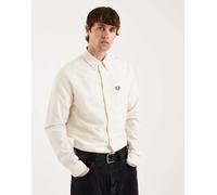 Fred Perry - Camicia Oxford a maniche lunghe color panna con logo-Verde M