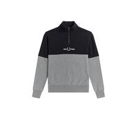 Fred Perry Colour Block Half Zip Sweatshirt, grigio, XXL