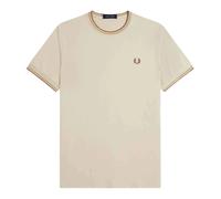 Fred Perry - Contrast Ribeted Tee - - Tops - Uomo - Beige - XL