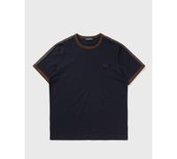 Fred Perry - T-shirt blu navy con bordi a contrasto color tabacco bruciato M