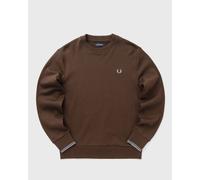 Fred Perry - Felpa girocollo marrone con profili a contrasto L