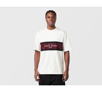 Fred Perry - T-shirt écru con pannello con logo ricamato-Neutro L