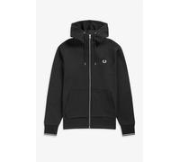 Fred Perry Felpa Cappuccio E Zip Intera Nero - Taglia L Abbigliamento Uomo Felpe