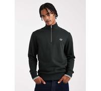 Fred Perry - Felpa color verde scuro con zip corta XS