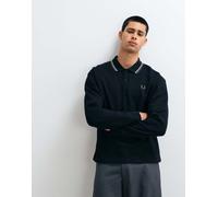 Fred Perry felpa con colletto a contrasto foderata in pile nera-Nero XS