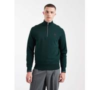 Fred Perry - Felpa verde scuro con zip corta e logo 2XL