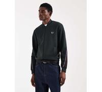 Fred Perry - Giacca sportiva in piqué verde scuro con nastro a righe e logo M