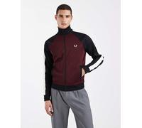 Fred Perry - Giacca sportiva rosso bordeaux/nero con logo sulle maniche a contrasto-Multicolore M