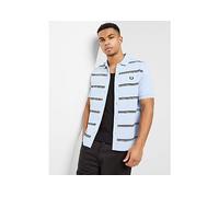 Fred Perry Horizonal Stripe Button Pique Polo Maglia, Sky XXL