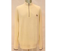 FRED PERRY K8557 WAFFLE STITCH HALF ZIP JUMPER maglione mezza zip uomo 560 ecru