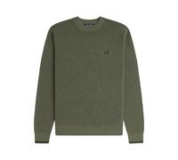 Fred Perry, ,Knitwear ,Uomo ,Verde ,L Maglione verde in cotone a girocollo con rilievo