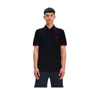 Fred Perry Slim Fit Twin Tipped Polo, Nero, rosso bruciato, XL