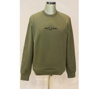 FRED PERRY M4727 EMBROIDERED SWEATSHIRT felpa uomo girocollo verde W19 laurel w