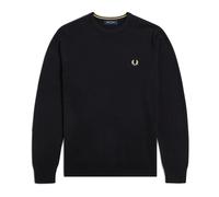 Fred Perry - Maglione Classico Collo a Giro Nero/Giallo - - Knitwear - Uomo - Nero - M