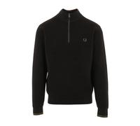Fred Perry - Maglione con zip a metà in maglia waffle - - Sweatshirts & Hoodies - Uomo - Nero - L